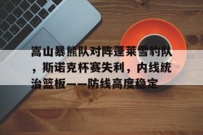 嵩山暴熊队对阵蓬莱雪豹队,斯诺克杯赛失利,内线统治篮板——防线高度稳定的简单介绍AYX体育官方网站